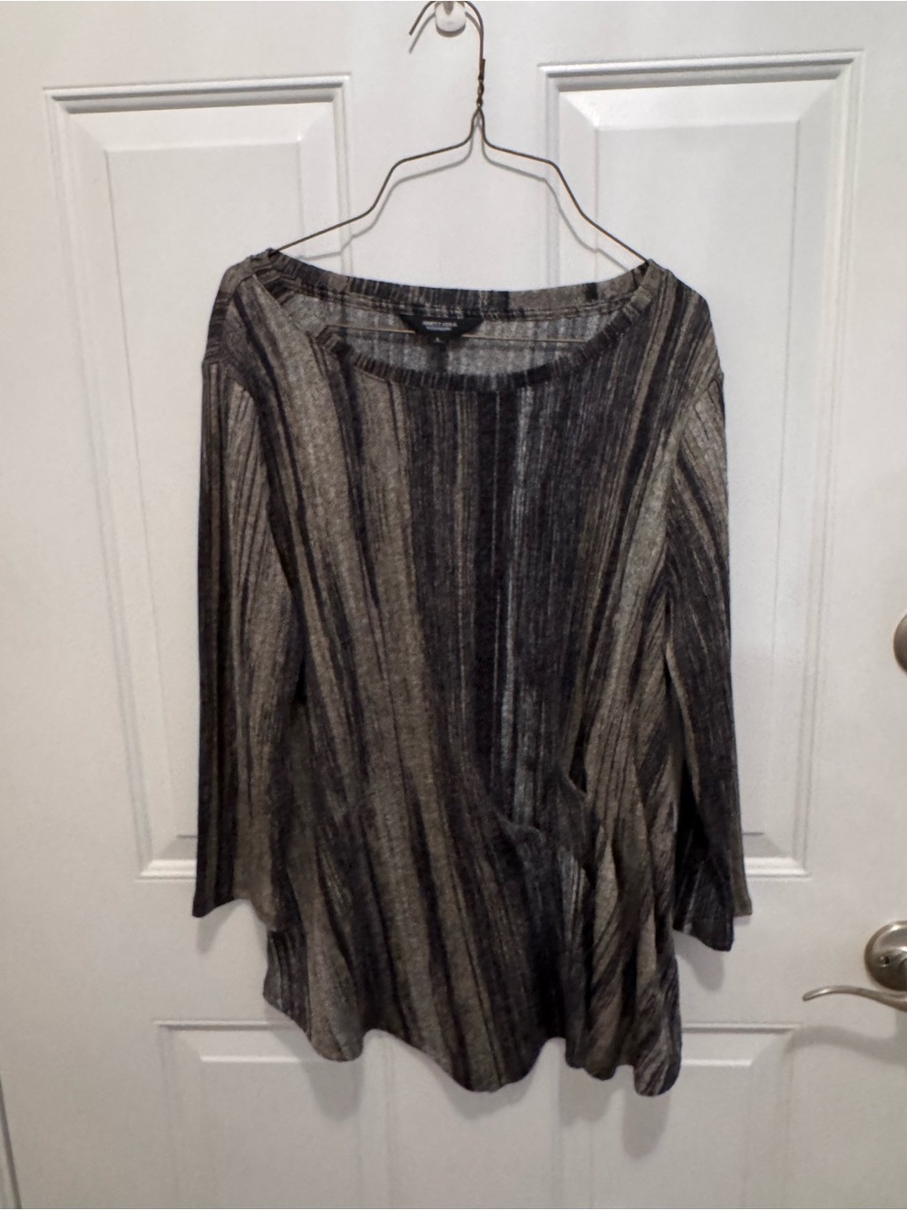 Simply Vera Vera Wang Black & Gray Striped Long Sleeve Top